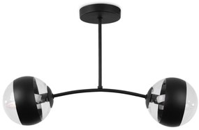 Stropné svietidlo Toledo, 2x čierne/transparentné sklenené tienidlo, B