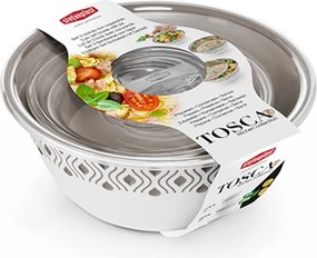STEFANPLAST Plastová miska Tosca, biela/svetlošedá, sada 3 ks s vekom