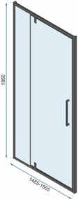 Rea Rapid Swing, 3-stenový sprchovací kút 90 (dvere) x 90 (stena) x 195 cm, 6mm číre sklo, čierny profil, KPL-009953