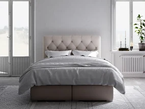 Manželská posteľ Boxspring 180 cm Ronda (béžová) (s úložným priestorom). Akcia -20%. Vlastná spoľahlivá doprava až k Vám domov. 1044318