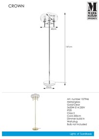 Markslöjd 107946 - Stojacia lampa CROWN 3xE14/20W/230V