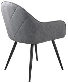 Sivé čalúnené jedálenské kreslo s podrúčkami Minto – Unique Furniture