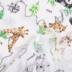 Biante Bavlnený záves Sandra SA-546 Zvieratá sveta na bielom 150x220 cm