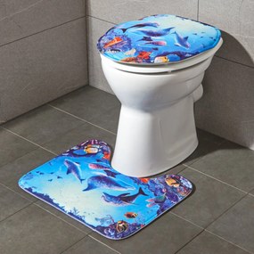 2-dielna kúpeľňová súprava „Delfíny“ Rubová strana 12 mm pena. 50 x 40 cm a 38 x 44 cm.