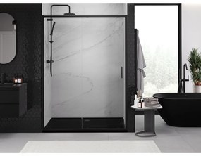 Mexen Exo, posuvné dvere do otvoru 130x200 cm, 6mm číre sklo, čierny profil, 8151-130-000-70-00