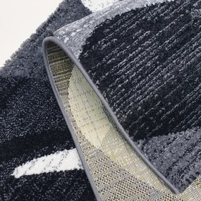 Spoltex, Kusový koberec Florida New 308-72 grey/black, 120x170, šedá, chodba / predsieň