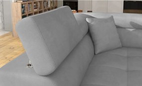 Svetlosivá zamatová rozkladacia/s úložným priestorom rohová pohovka (ľavý roh/do L) Anton – ELTAP