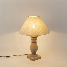 Rustikálna stolná lampa s béžovým ľanovým tienidlom 50 cm - Catnip