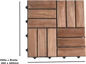 11 ks podlahových panelov z teakového dreva 1m²