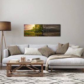 Obraz - Kolobeh života (s hodinami) (90x30 cm)