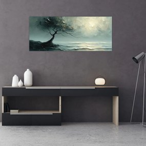 Obraz - Olejomaľba stromu s oceánom (120x50 cm)