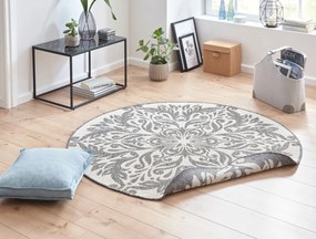 NORTHRUGS - Hanse Home koberce Kusový koberec Twin Supreme 103416 Madrid grey creme – na von aj na doma - 140x140 (priemer) kruh cm