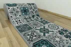 Protišmykový behúň Patchwork - tyrkys