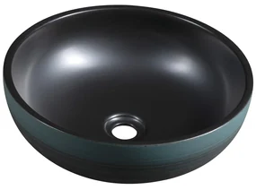 Sapho Sapho, PRIORI keramické umývadlo na dosku Ø 41cm, čierná/zelená, PI039