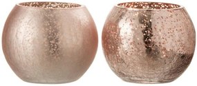 2ks ružové sklenené svietniky Crazed S - Ø12 * 9 cm