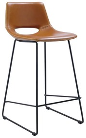 Koňakovohnedá barová stolička z imitácie kože (výška sedadla 65 cm) Zahara – Kave Home