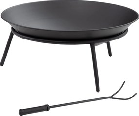 Outsunny Záhradný kovový ohnisko s pokerom na táboráky - Ø47x21 cm, čierne | Aosom