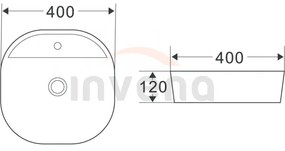 Invena Parla, umývadlo na dosku 40x40x12 cm, biela, INV-CE-41-001-C