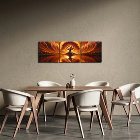 Obraz – Strom v krvavom slnku (s hodinami) (90x30 cm)