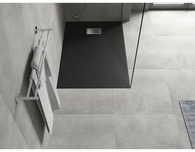 Mexen Hugo, obdĺžniková sprchová vanička SMC 110 x 80 cm, čierna, oceľová krytka, 42708011-X