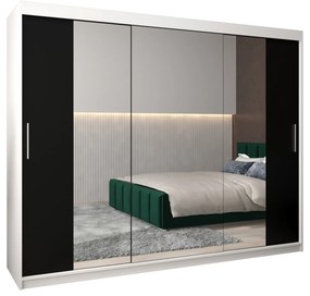 Šatníková skriňa 250 cm Toki 2 (Biela matná + Čierna matná). Akcia -20%. Vlastná spoľahlivá doprava až k Vám domov. 1065028