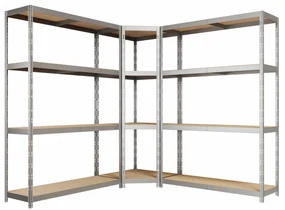 Rohový kovový regál RIVET BUDGET 180x190x190x40 cm, zinok