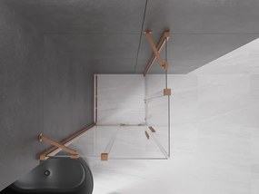 Mexen Velar Duo, sprchový kút s posuvnými dverami 80(dvere) x 80(dvere) cm, 8mm číre sklo, medená matná profil, 871-080-080-02-65