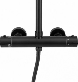 Erga Dubaj, sprchový set s termostatickou batériou a hlavovou sprchou 30 cm, čierna matná, ERG-YKA-BP.DUBAJ-THERM-30-BLK