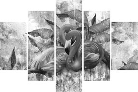 Obraz - Plameniaky graffiti (150x105 cm)