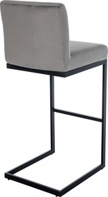 Barová stolička Hopewell B - zamat, čierny rám - šedá