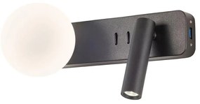Redo 01-2994 - LED nástenné svietidlo OASIS LED/3W/230V+1xG9/10W USB CRI 90 čierna