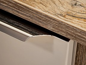 Závesná skrinka SantaFe Smile s doskou a umývadlami 120 cm sivo-hnedá/dub santa fe v retro štýle