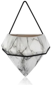 NÁSTENNÝ KERAMICKÝ KVETINÁČ SEMELA SADA 2KS 23X20X11,5 CM+14X10X6 CM BIELA/ČIERNA