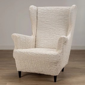 Bielastické poťahy CRISTINA smotanová kreslo ušiak (š. 60 - 110 cm)