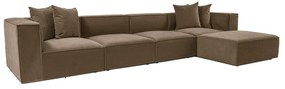 Rohová pohovka Sora s rámom zo 100% hrabového dreva 430 x 102 cm, pravá, hnedá