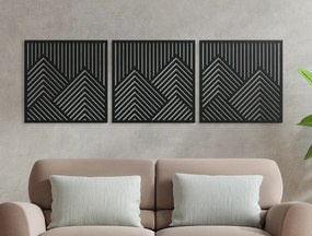 drevko Drevený viacdielny obraz Hory Rozmer obrazu: 20,5 x 65 cm, Farba dekorácie: Čierna