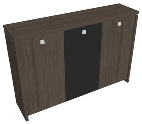 Stredná šatníková skriňa Verno 188 x 46 x 130 cm, kombinované dvere, dub antracit / čierna