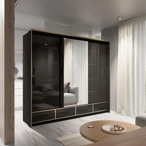 Šatníková skriňa Modena 250 LED, biela/biela lesk