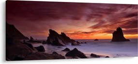 Obraz západu slnka na pobreží (120x50 cm)