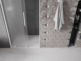 Mexen Velar, posuvné sprchové dvere do otvoru 100 cm, 8mm sklo námraza, biela matná, 871-100-000-31-20