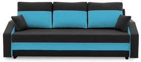 Veľká rozkladacia pohovka HEWLET PLUS color Čierna + svetlo modrá