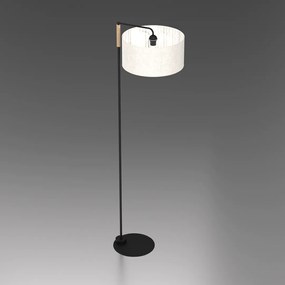 Stojacia lampa Atlanta, 1x ľanové tienidlo, b/drevo