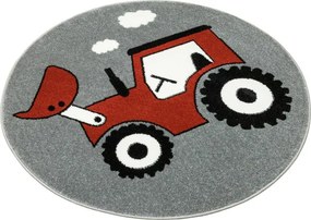 Koberec Lima G753A traktor, červený / sivý kruh