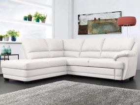 Rohová sedací souprava Nebolo, biela koža, ľavý roh