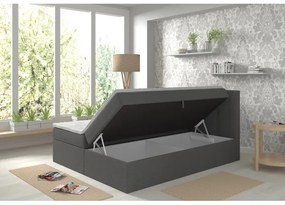 Čalúnená posteľ EMBER 180x200 cm s matracmi a topperom, s úložným priestorom, antracitová