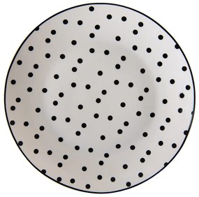 Porcelánový dezertný tanierik s čiernymi bodkami Black Dot - Ø 20*2 cm