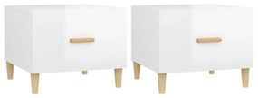 vidaXL Konferenčné stolíky 2 ks lesklé biele 50x50x40 cm kompoz. drevo