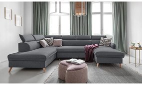 Tmavosivá rozkladacia rohová pohovka (ľavý roh) Sweet Harmony – Miuform