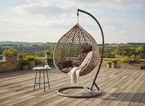 Garden Line ZÁVESNÁ STOLIČKA VEĽKOSŤ L ŠEDÁ, ŠEDÝ VANKÚŠ, TMAVOSEDÝ RÁM