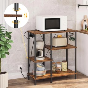 Kuchynský regál Vasagle Vitas 80 cm so zásuvkami hnedý/čierny